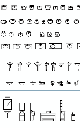 Salle de bain Blocs autocad dwg eviers en plan et 